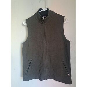 Ibex Women Small Merino Wool Sweater Vest Heathered Army Green Made USA Full Zip